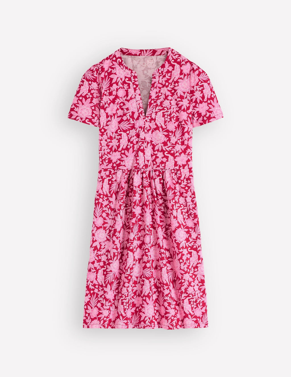 Naomi Short Jersey Dress-Pomegranate, Tigers Paradise
