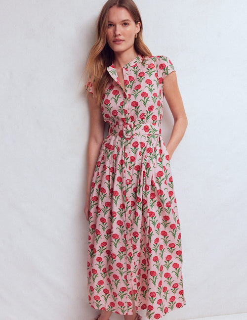 Arabella Cotton Maxi Dress-Pink Carnation Stem