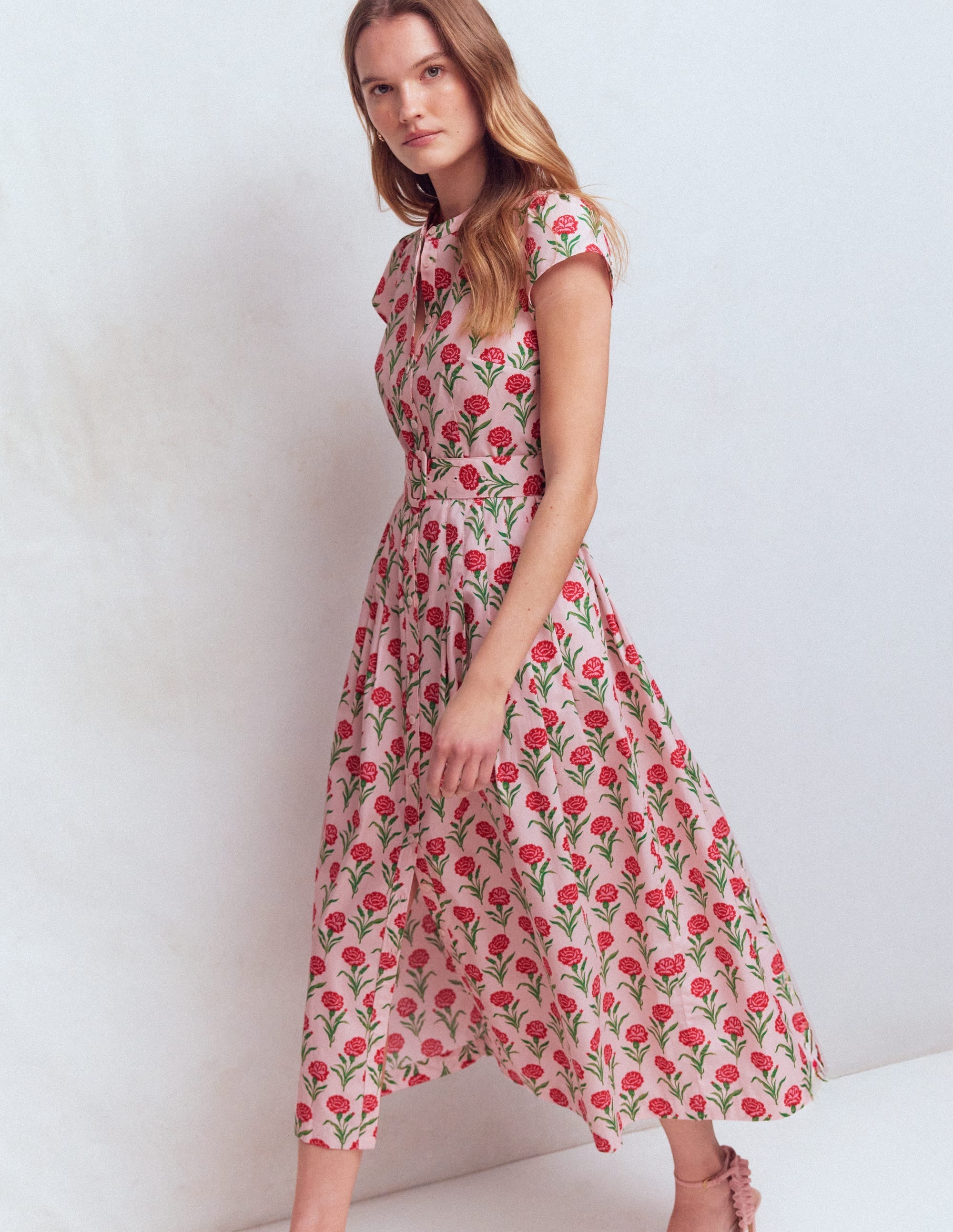 Arabella Cotton Maxi Dress-Pink Carnation Stem