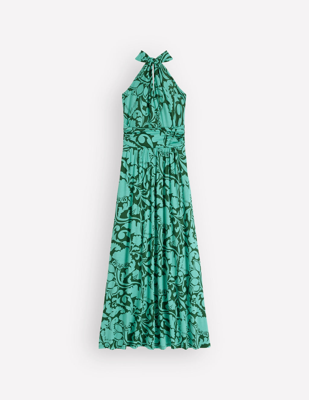 Sydney Twist Neck Jersey Dress-Green, Flourishing Meadow