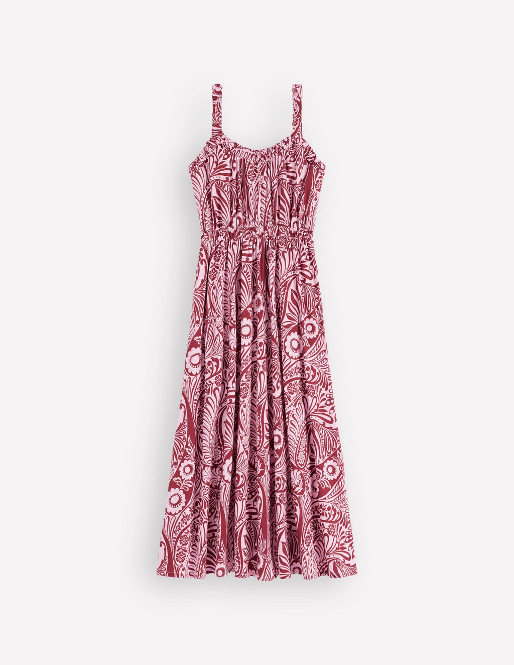 Scoop Neck Jersey Dress-Pink, Enchanted Paisley