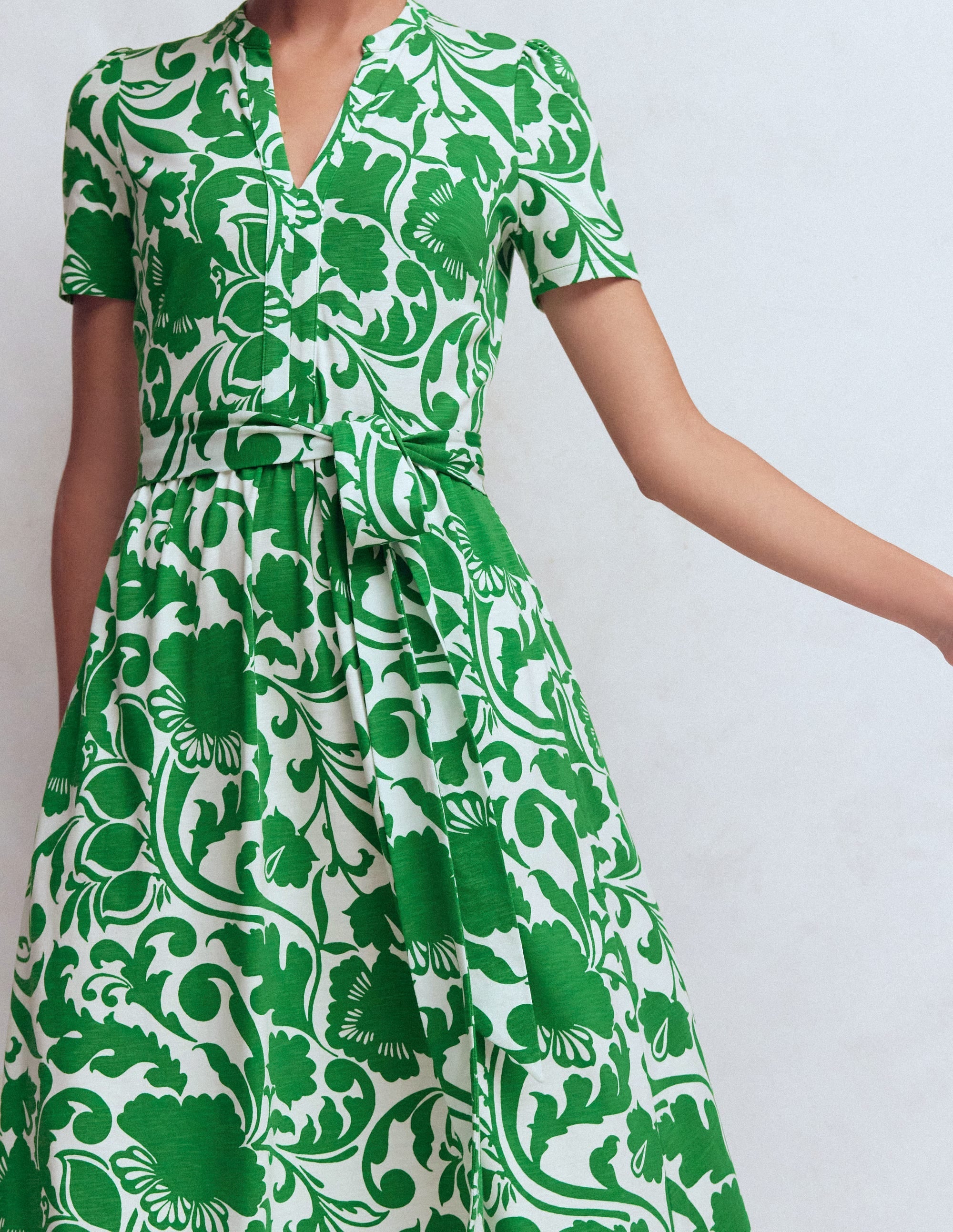 Naomi Jersey Midi Dress-Green, Flourishing Meadow