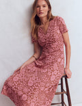 Una Ruched Front Ponte Dress-Russet, Flowerbed Bloom