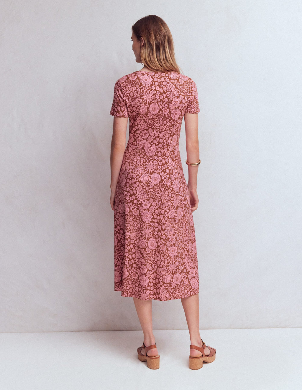Una Ruched Front Ponte Dress-Russet, Flowerbed Bloom