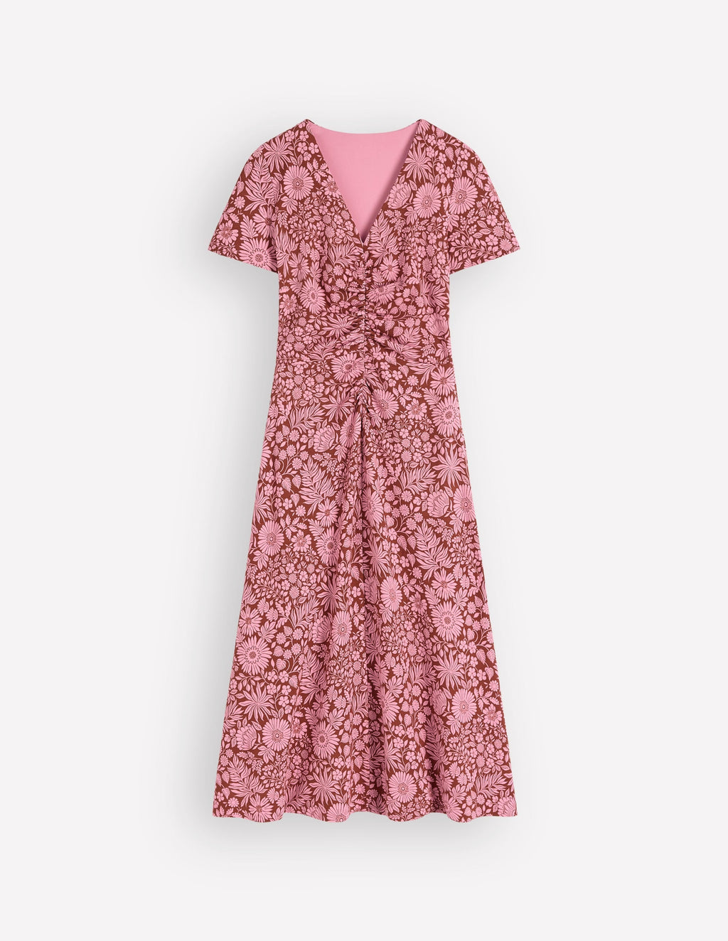 Una Ruched Front Ponte Dress-Russet, Flowerbed Bloom