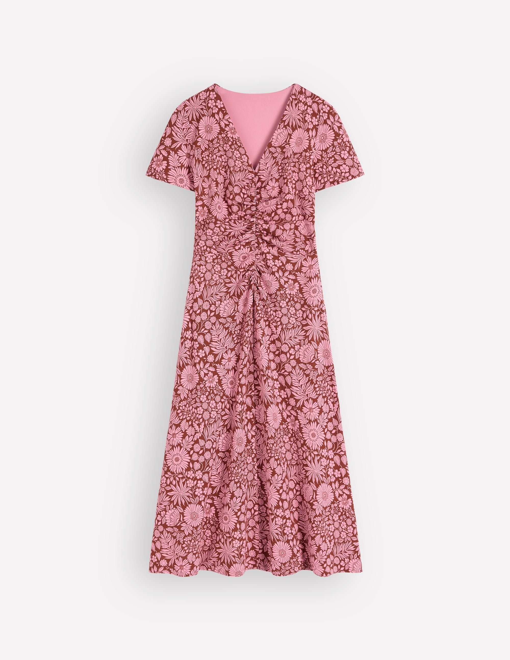 Una Ruched Front Ponte Dress-Russet, Flowerbed Bloom