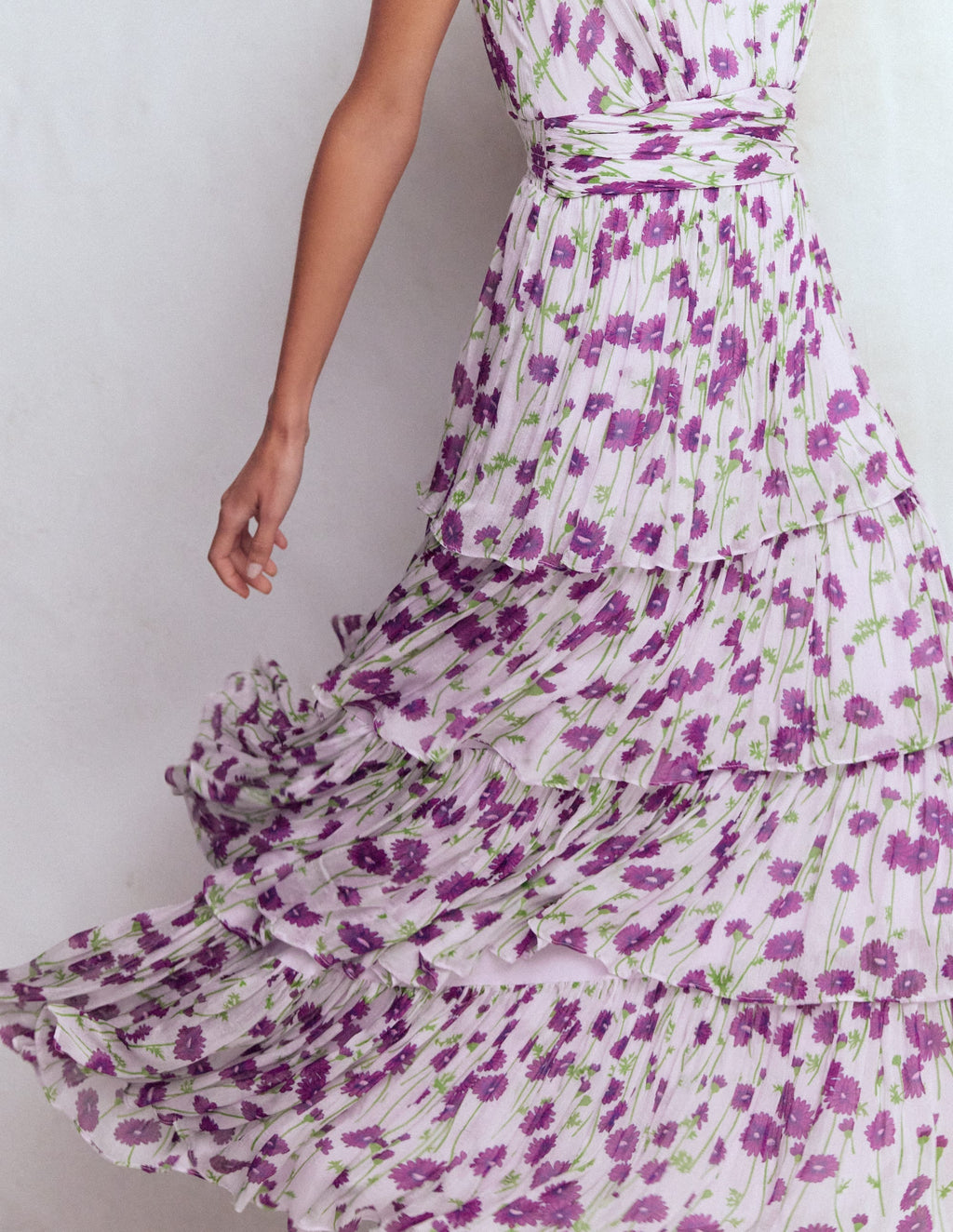 Tiered Sleeveless Dress-Purple Dandelion