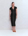 Topstitch Ponte Work Dress-Black
