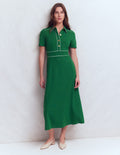 Etta Piping Trim Ponte Dress-Fresh Green