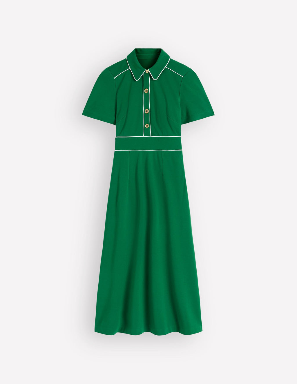 Etta Piping Trim Ponte Dress-Fresh Green