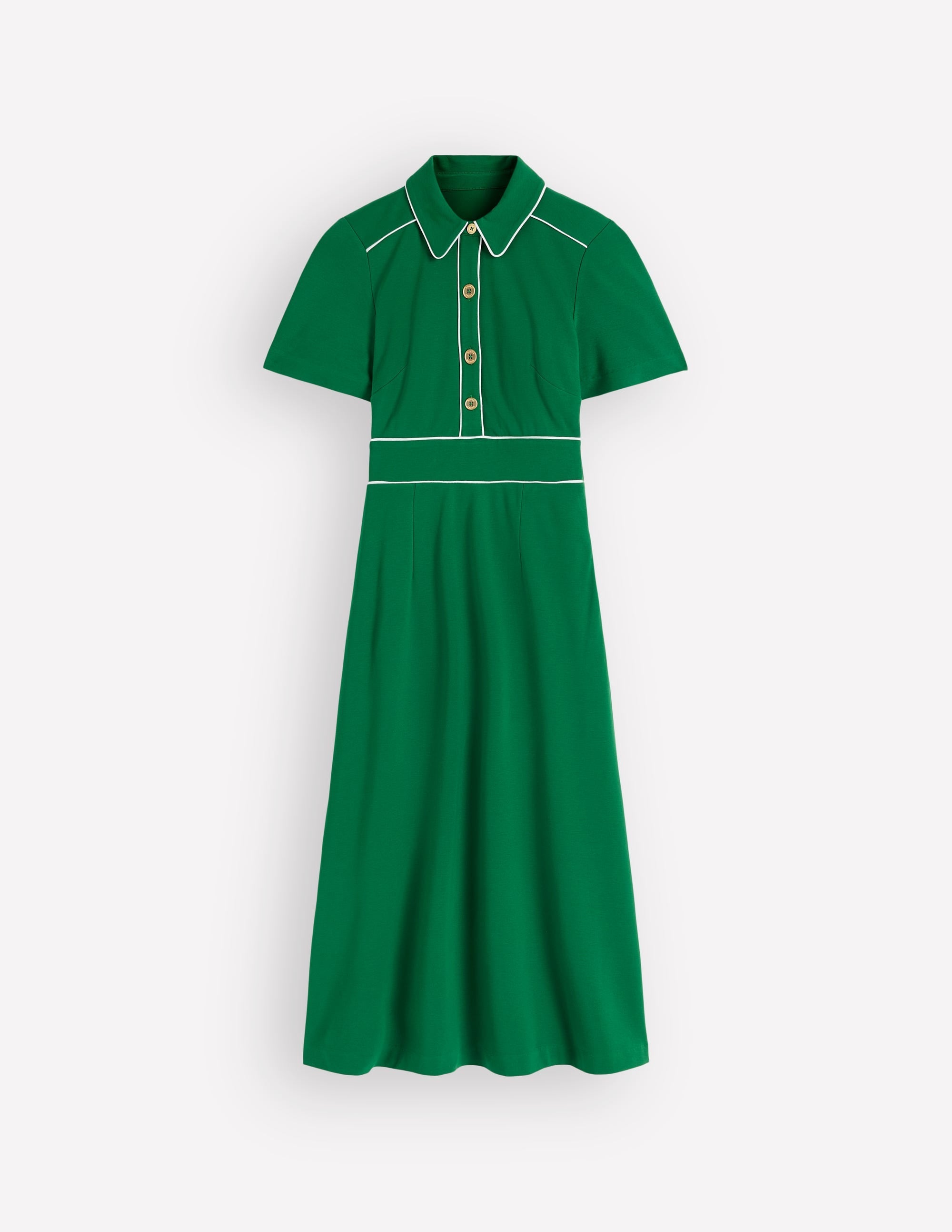 Etta Piping Trim Ponte Dress-Fresh Green